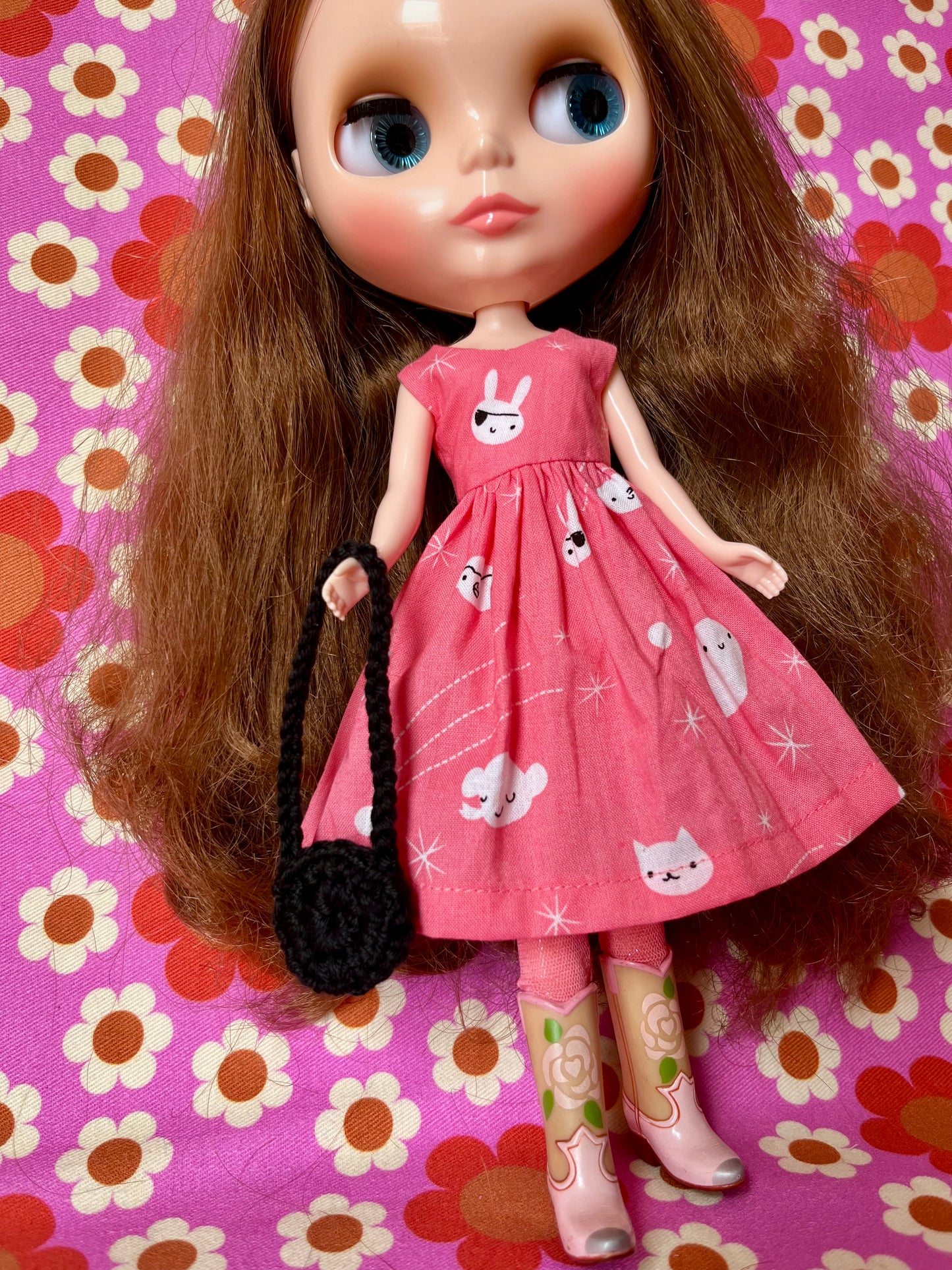 Pirate Easter Bunny  Print Dress for Blythe Doll & bag