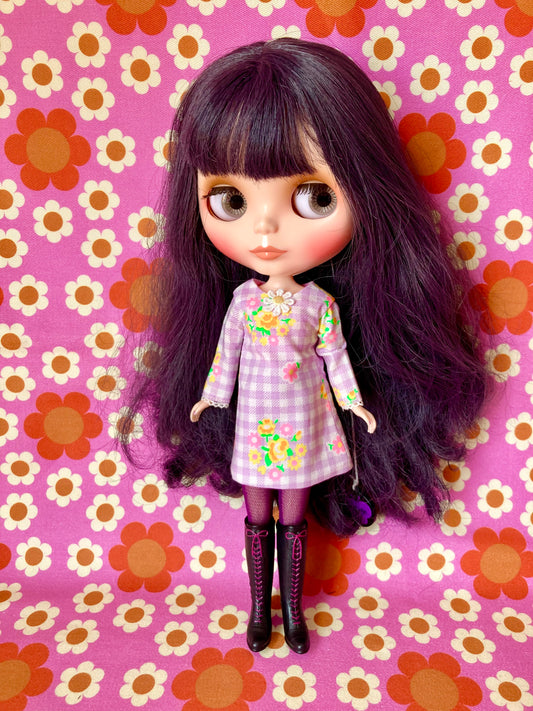 Neon Gingham Mod Shift dress with sleeves