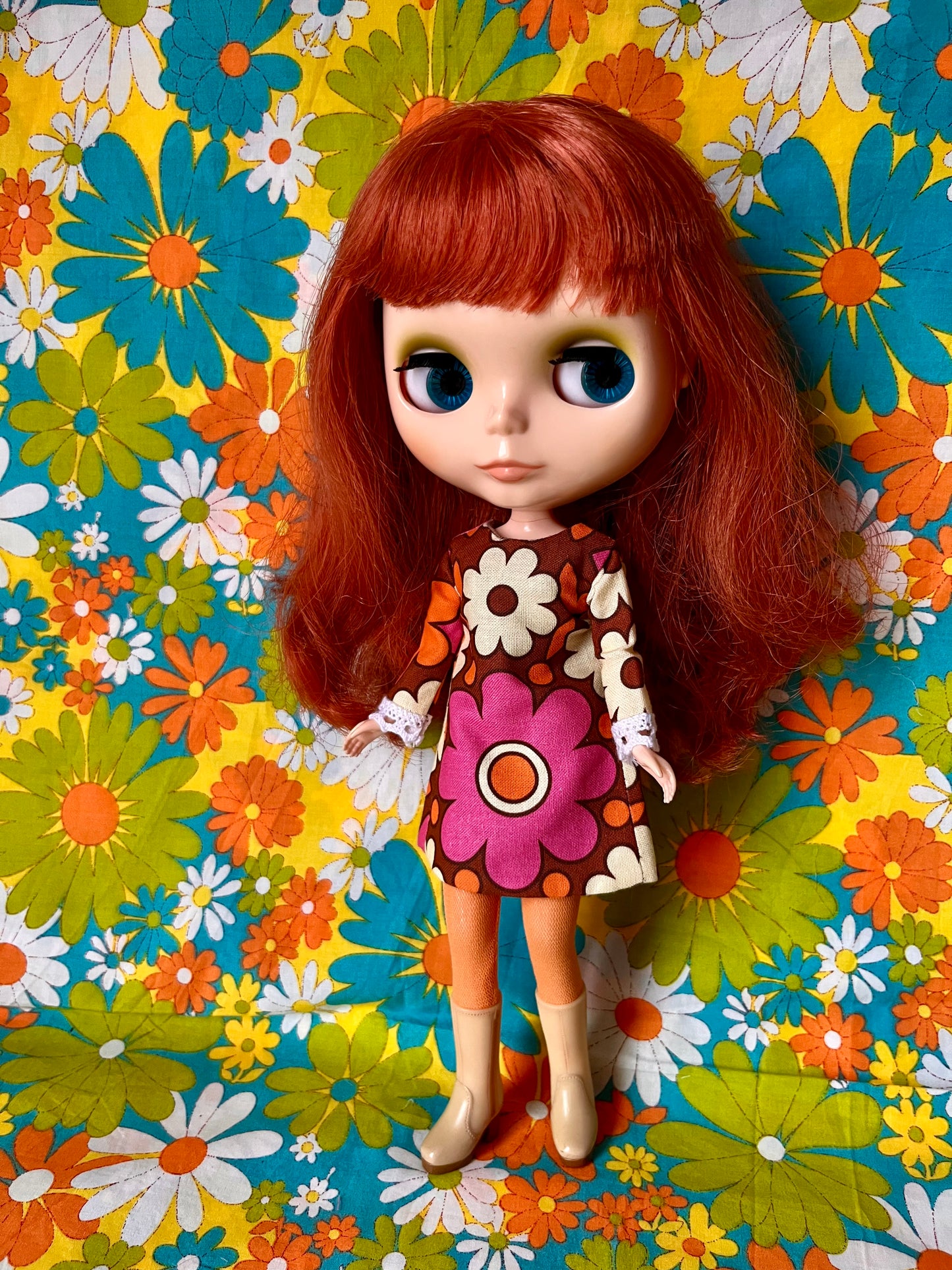 Alice Apple Mod Shift dress with sleeves OOAK