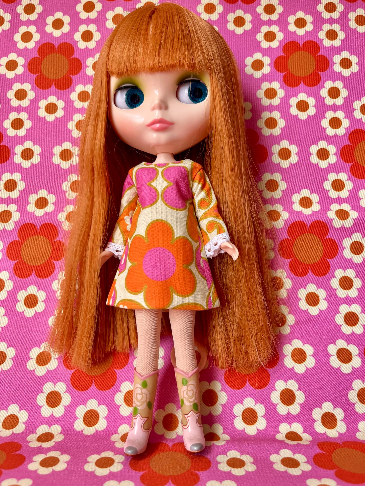 Alice Apple Mod Shift dress with long sleeves OOAK