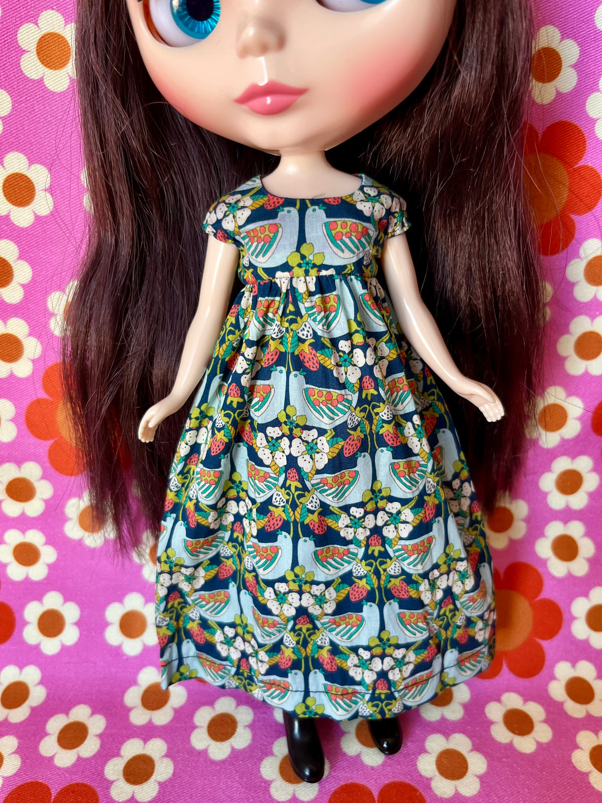 Goth Austen Liberty Regency Dress for Blythe Doll Deco Strawberry Theif