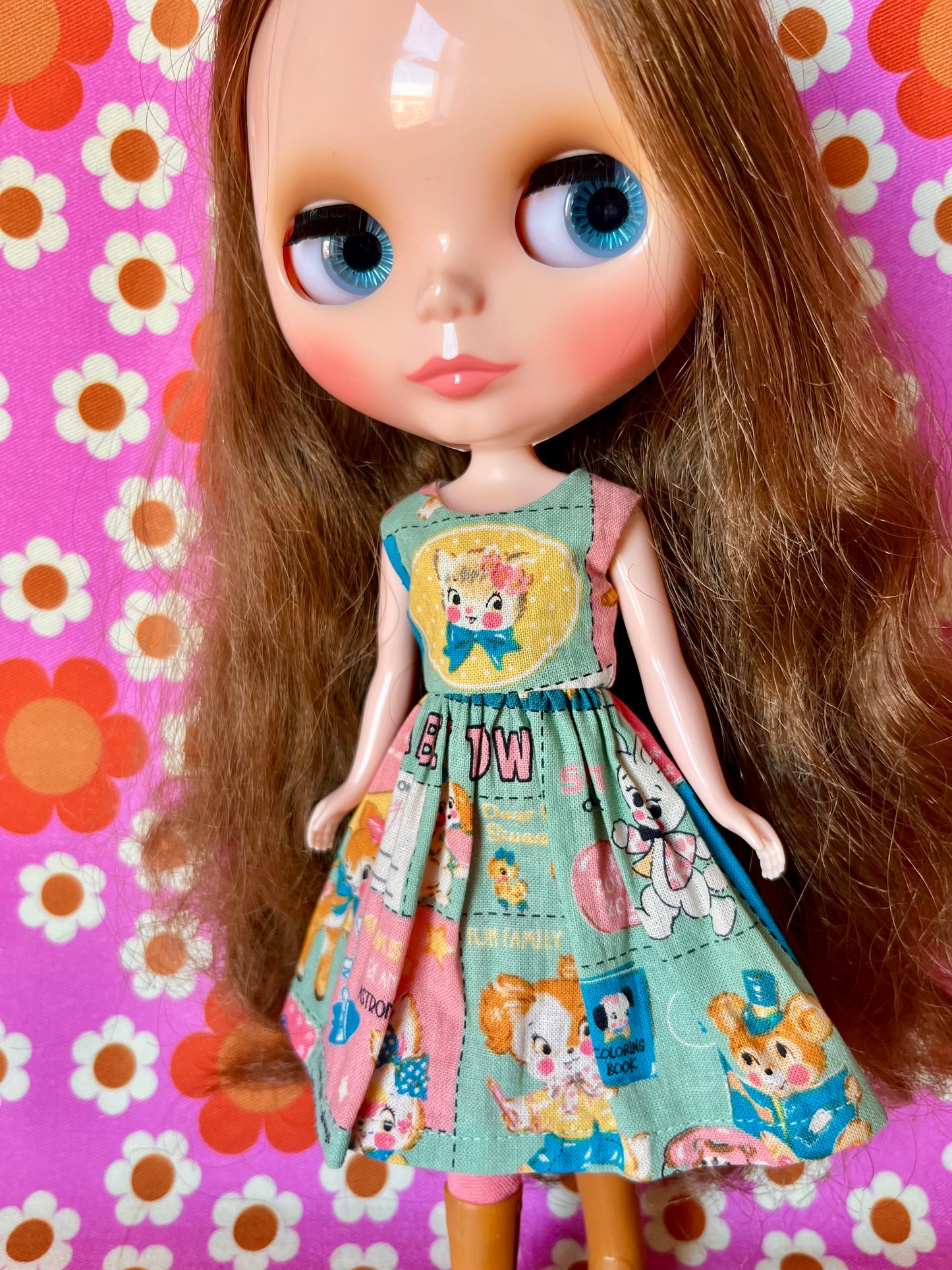 White Cat Summer Simple Sleeveless Dress for Blythe