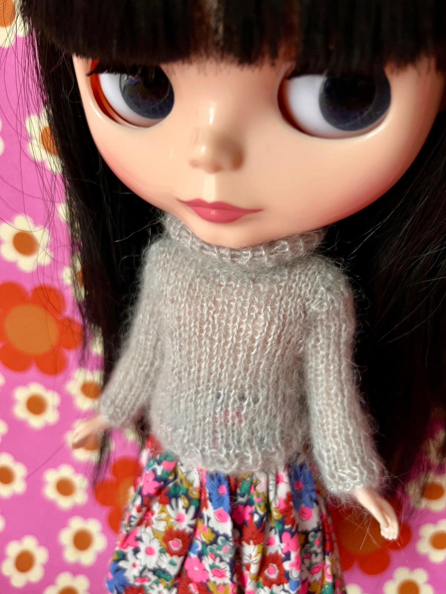 Liberty Skirt & Mohair Sweater Set for Blythe Doll