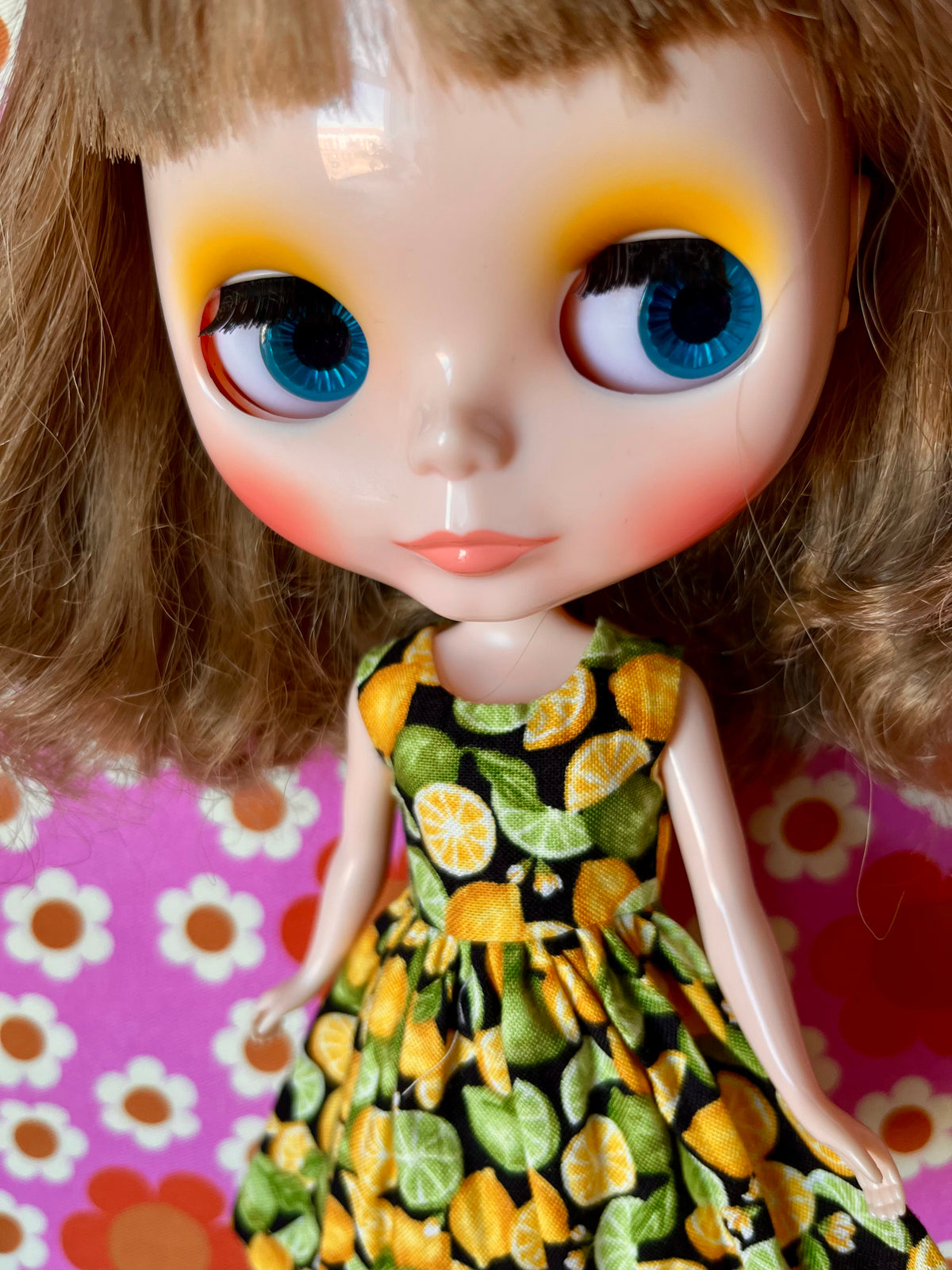 Lemons Summer Sleeveless Dress for Blythe Doll