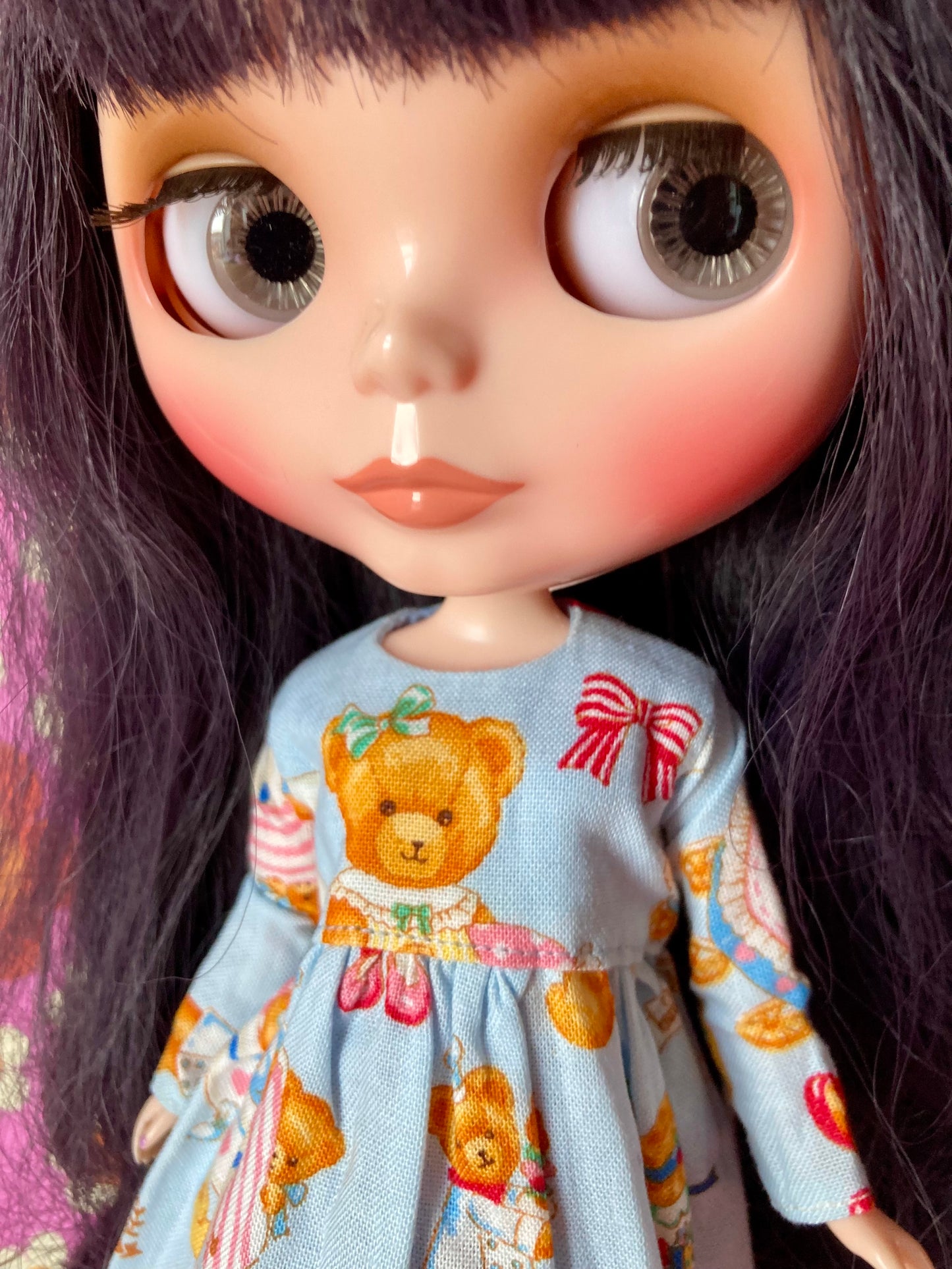 Blue Teddy Dress for Blythe Doll