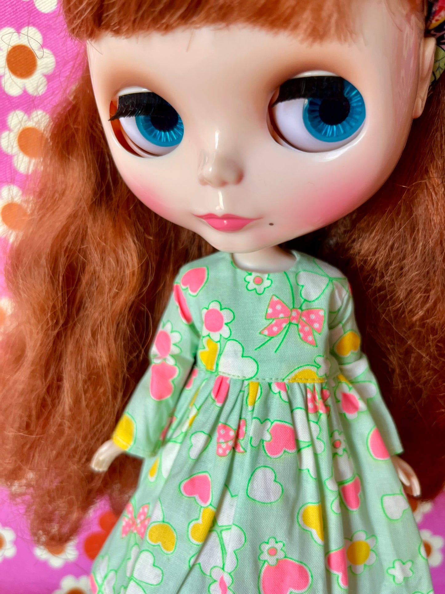 Antique Pink Cute Daisy Clover Dress for Blythe Doll