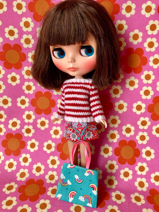 Breton Sweater, Skirt & Bag for Blythe Doll