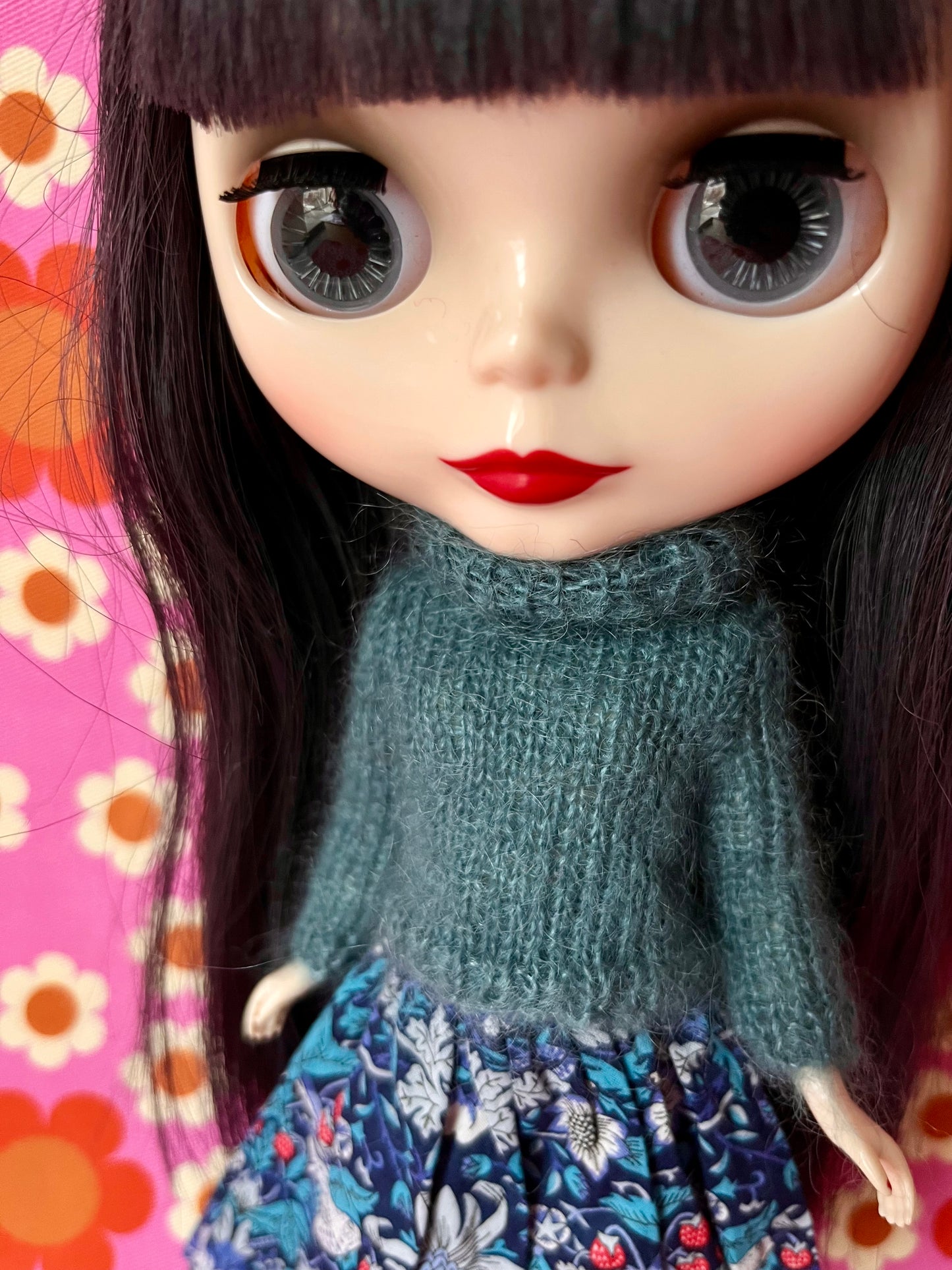 Liberty Skirt & Mohair Sweater Set for Blythe Doll