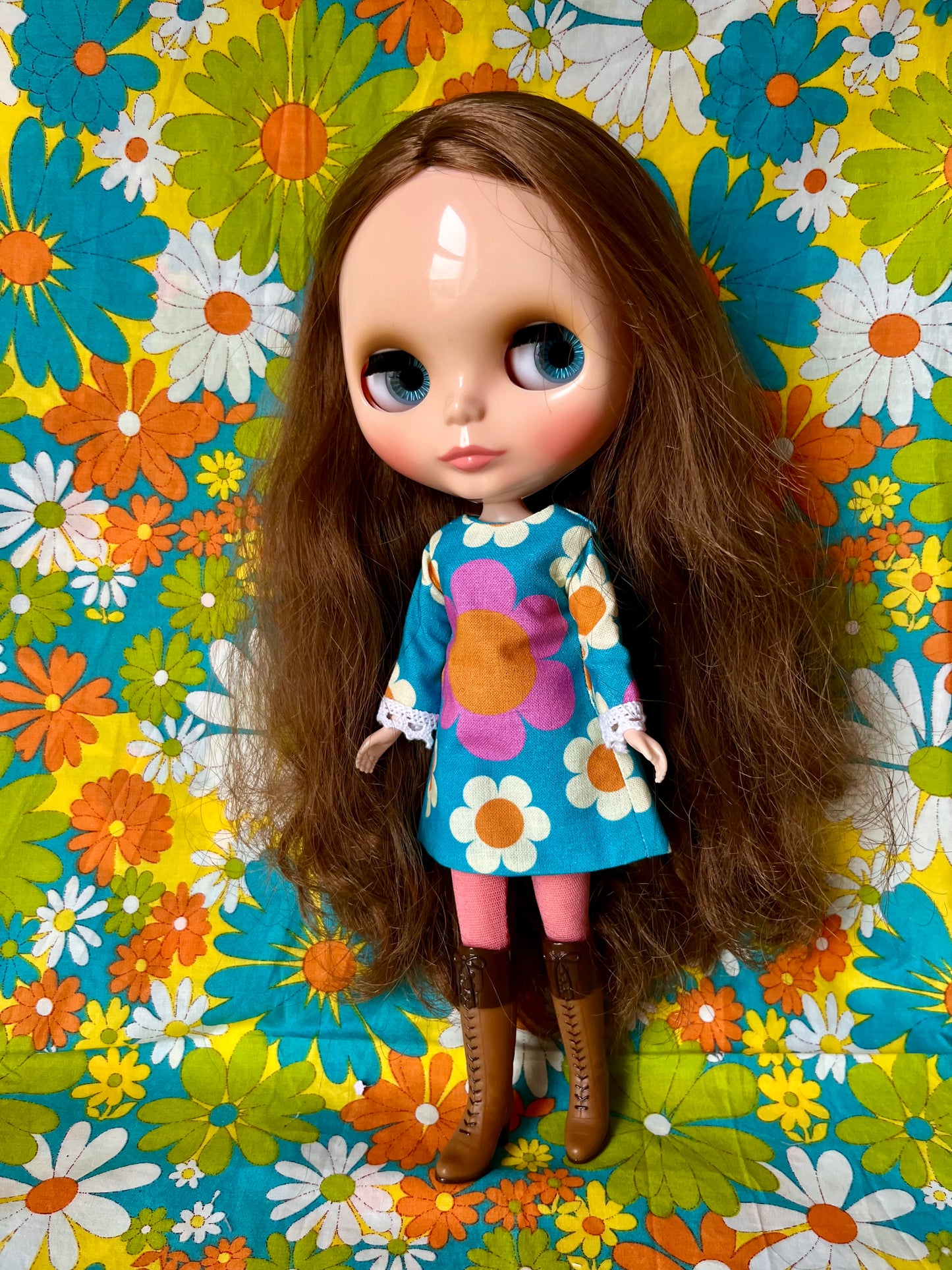 Alice Apple Mod Shift dress with sleeves OOAK