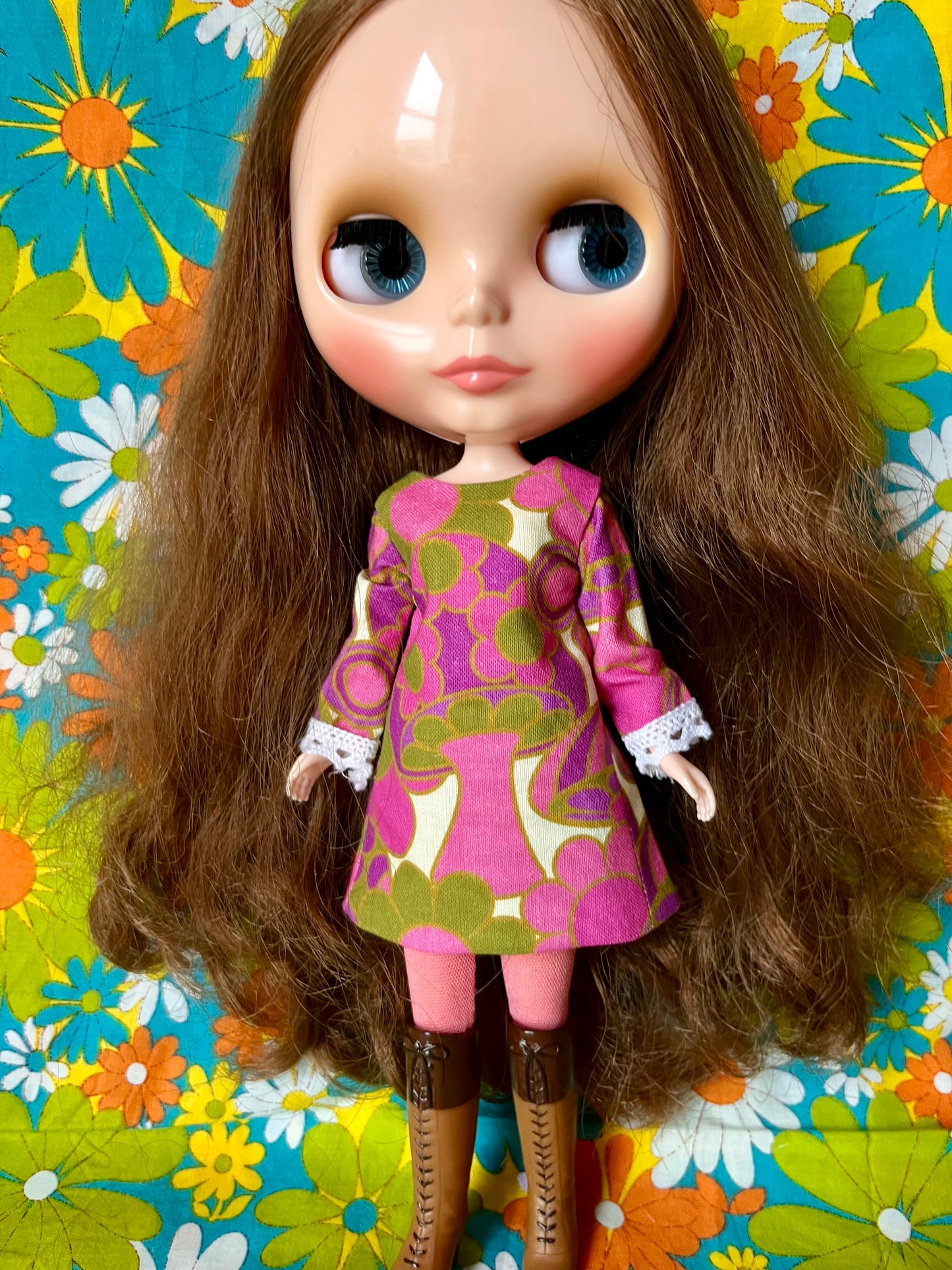 Alice Apple Mod Shift dress with sleeves OOAK