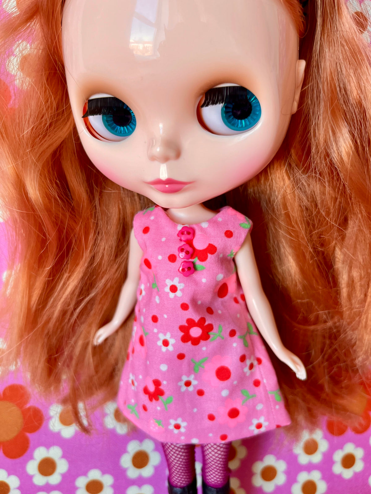 Pink Daisy Print Mod Cilla Shift dress
