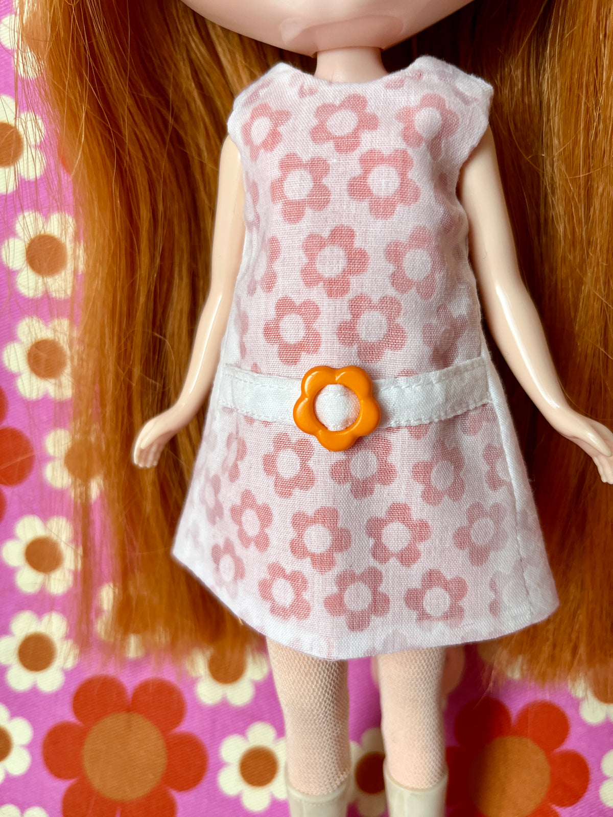 Orange Daisy Buckle Mod Cilla Shift dress