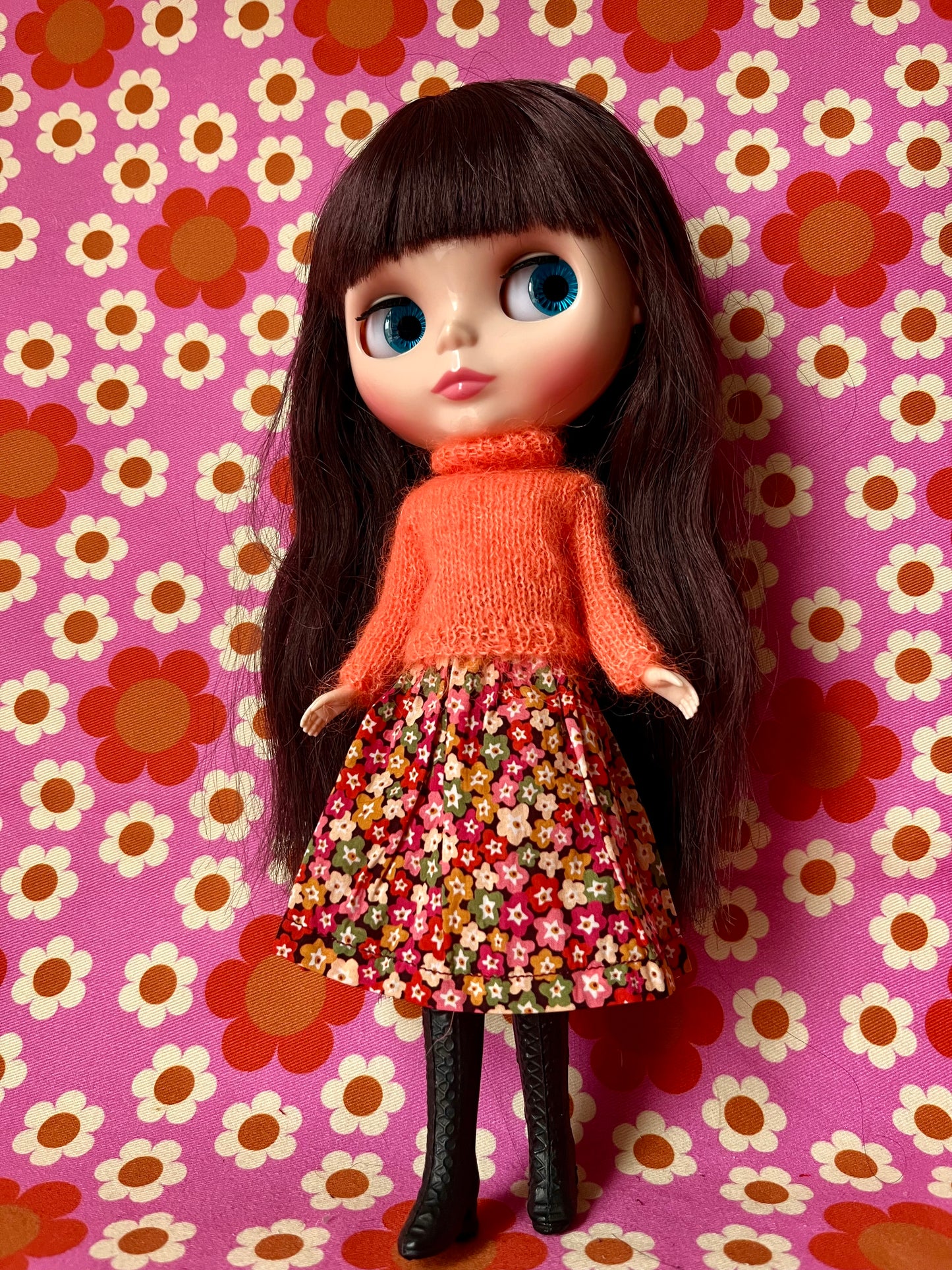 Liberty Skirt & Mohair Sweater Set for Blythe Doll