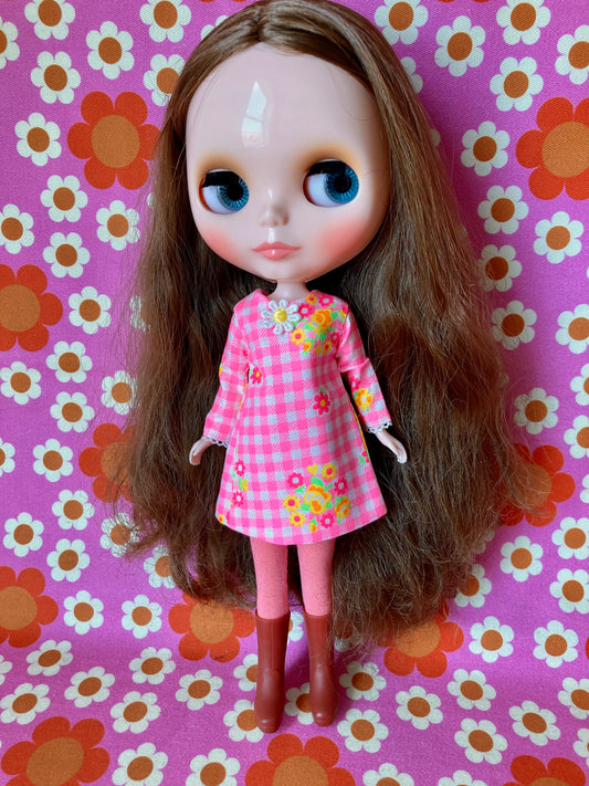 Neon Gingham Mod Shift dress with sleeves