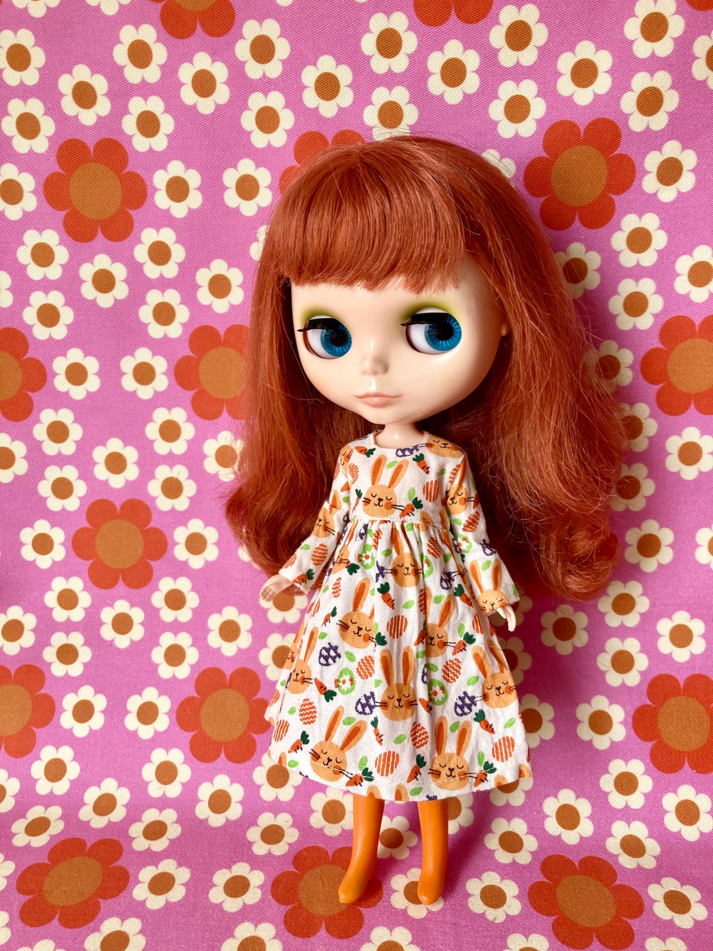 Bunny Carrot Cute Print Dress for Blythe Doll