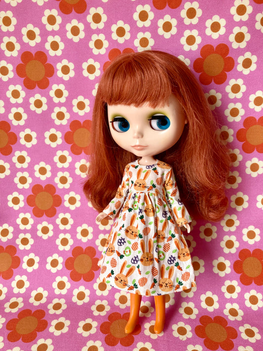Bunny Carrot Cute Print Dress for Blythe Doll